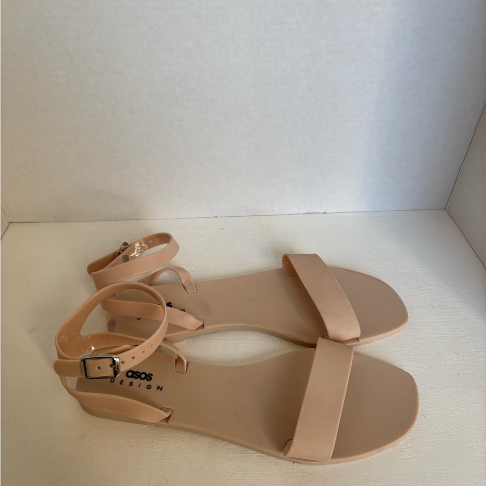 ASOS DESIGN Fia jelly sandals matte beige nude size 8 brand new